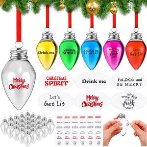 lot 7329 image: 30 Pcs Christmas Fillable Light Bulb Hanging Ornament Plastic Fillable Christmas Tree Ornaments
