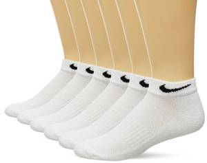 lot 7870 image: NIKE Unisex Performance Cushion Low Rise Socks with Bag (6 Pairs), WhiteBlack, Large