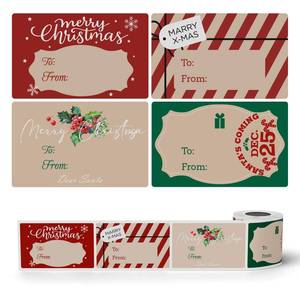lot 7909 image: 8 Count of  T50M Series Christmas Labels for Gift Packaging Wrapping Cards and Christmas Decorations, 4 Unique Designs