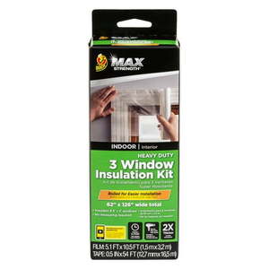 lot 7920 image: Duck Max Strength 62 in. x 126 in. Rolled Window Insulation Film Kit Fits up to 5 Windows