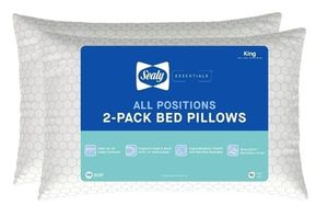 lot 13380 image: Sealy Essentials All Positions Bed Pillow, King- Hexagon Pattern, Back, Stomach, and Side Sleeper (2 Count)