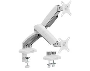 lot 13384 image: SilverStone Technology ARM26 White Dual Monitor Arm with Mechanical Spring Design and Wide adjustability, SST-ARM26W