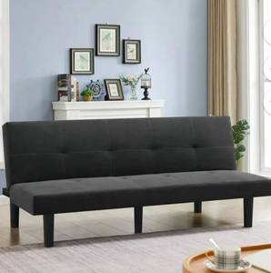 lot 15985 image: Modern Faux Suede Futon Sofa Bed - Retail $100