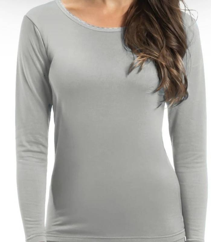 lot 7248 image: Rocky Womens Thermal Base Layer Top (Long John Underwear Shirt) -Heather Grey - Small