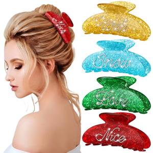 lot 7928 image: 4 Pcs Christmas Hair Claw Clips