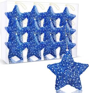 lot 13426 image: 24 Pcs 4 Inch Star Ornament Tree Glitter Five Pointed Star Decoration