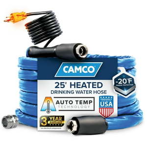 lot 6970 image: Camco 25-Foot Heated Water Hose for RV - Drinking Water Safe - Blue (22911) - Retail $94