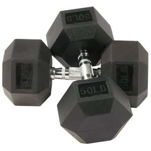 BalanceFrom Rubber Encased Hex Dumbbells  50 lbs Pair  Black - Retail: $109