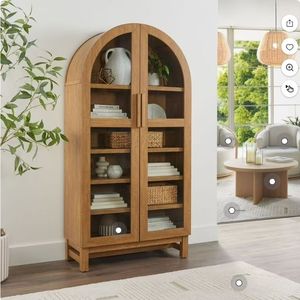 lot 6972 image: Better Homes & Gardens Juliet Arch Accent Cabinet, Light Honey Finish (See Details) - Retail $298
