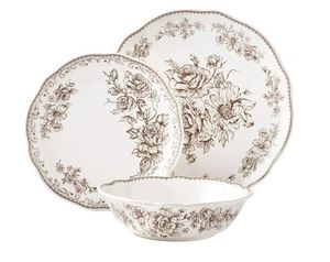 lot 13416 image: The Pioneer Woman Agatha 12-Piece Stoneware Dinnerware Set, Brown