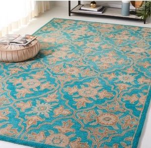 lot 14021 image: Safavieh Heritage Adams Damask Wool Area Rug, TurquoiseMulti  25in X 36in