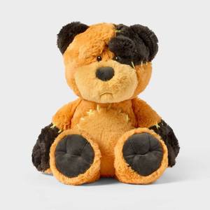 lot 6960 image: 11.5 OrangeBlack Frankenbear Stuffed Animal - Gigglescape Polyester Plush Toy, Character-Themed Doll