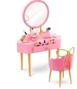 lot 14014 image: Our Generation Fabulous Fun Pink Vanity Table & Chair Dollhouse Accessory Set for 18 Dolls
