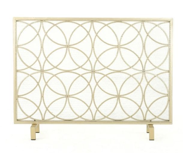 lot 4847 image: Single Panel Fireplace Screen, Gold- Retail $79