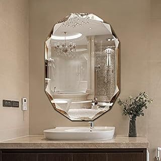 lot 4851 image: 20x28 Single Beveled Edge Frameless Wall Mount Bathroom Vanity Mirror (B09GKZ2K2Q) Retails $73