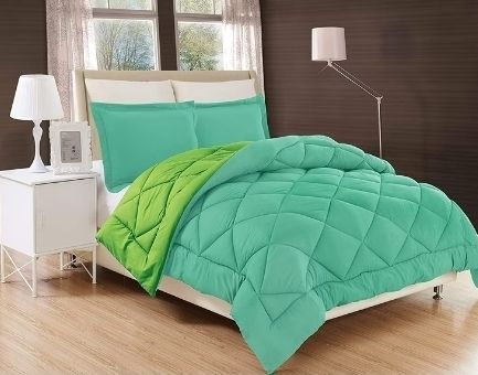 lot 6248 image: Reversible 3pc Comforter Set FullQueen, AquaLime