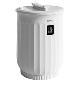 lot 6979 image: iHome 20L Towel Warmer Bucket with Inner Fragrance Pad Holder 400 W, White Plastic Finish - Retail $82