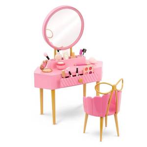 lot 7380 image: Our Generation Fabulous Fun Pink Vanity Table & Chair Dollhouse Accessory Set for 18 Dolls