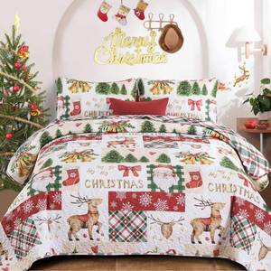 lot 7389 image: Christmas Quilt Set -Queen