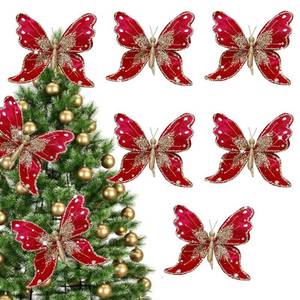 lot 7954 image: 8PCS Glitter Xmas Butterfly Ornaments