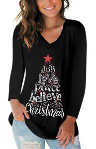 lot 7956 image: Christmas T-Shirt for Women, Long Sleeve -Size M