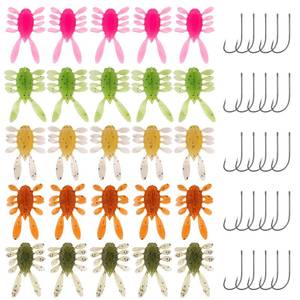 lot 7974 image: 1.8 Shrimp Saltwater Fishing Soft Bait, 25Pcs Realistic Easy-to-Use Soft Plastic Fishing Lure Bait with 25pcs Fishhook for Bass Perch - 5 Pack