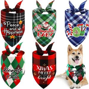 lot 7979 image: 10 Pcs Christmas Dog Bandanas (5 Large Pieces and 5 Small Pieces)