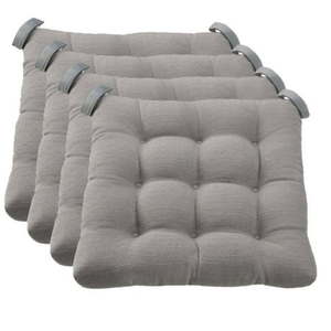 lot 13445 image: Mainstays Textured Chair Seat Pads (Chair Cushions)  Gray Color 6-Piece Set  15.5  x 16