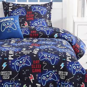 lot 13456 image: Kaleido Space Kids Comforter Set Full Size for Boys, Glow in The Dark Gamer Bedding Set 1 Comforter, 1 Decor Pillow, 2 Pillow Shams