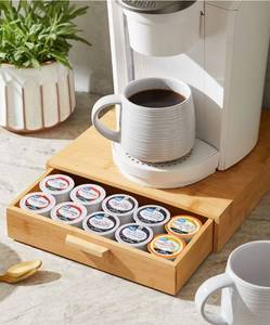 lot 13467 image: Better Homes & Gardens 25 Capacity 3 H Bamboo K-Cup and Beverage Organizer