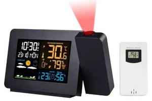 lot 13471 image: Projection Alarm Clock, Atomic Projector Clocks, Dual Alarms Digital Projection Clock with Snooze Button Outdoor, IndoorOutdoor Weather