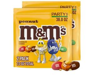 lot 13483 image: (Best by February 2026) M&MS Peanut Milk Chocolate Candy 2 -38 oz Bags