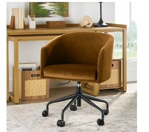 lot 14029 image: Better Homes & Gardens Wyatt Velvet Office Chair, Ochre (See Pics) - Retail $120