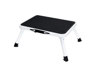 lot 30035 image: Foldable Step Stool with Non-Slip Platform & Carrying Handle, 1-Step Ladder with Rubber Feet, 330Lbs Capacity Sturdy Metal Foldable Stool, For RV, Truck, Home Kitchen, Indoor & Outdoor Use