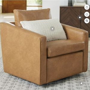 Better Homes & Gardens Steele Swivel Accent Chair, Camel Faux Leather - Retail: $286