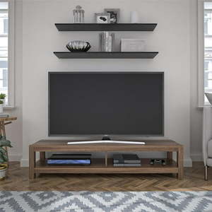 lot 30052 image: Mainstays Parsons TV Stand for TVs up to 65  Walnut