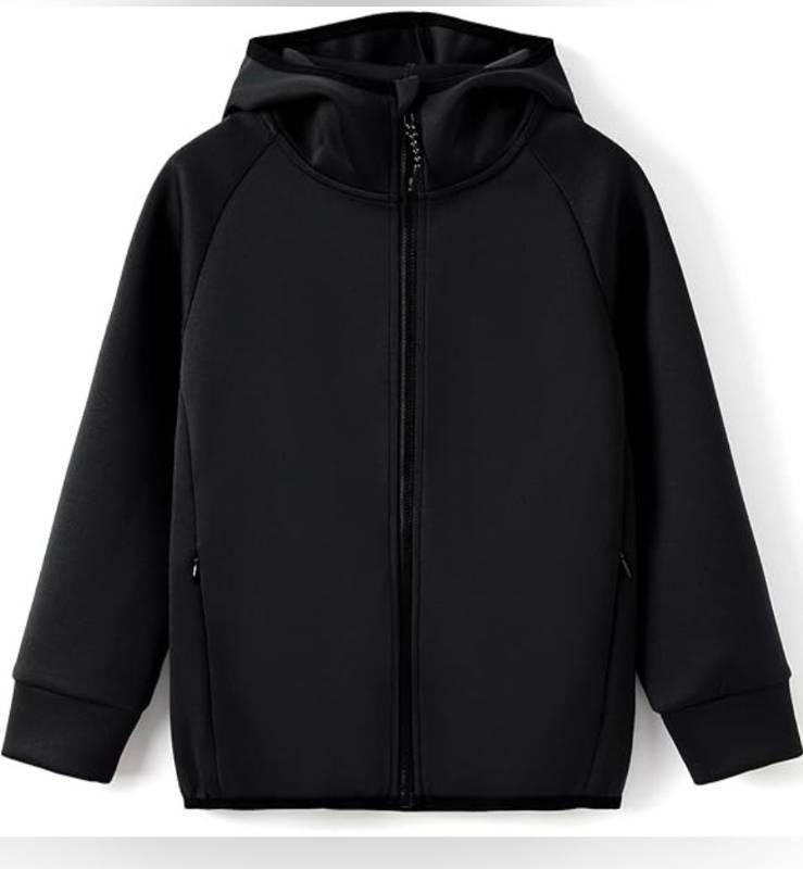 lot 7409 image: Boys Zip Up Black Hoodie Jacket, Size 6-12