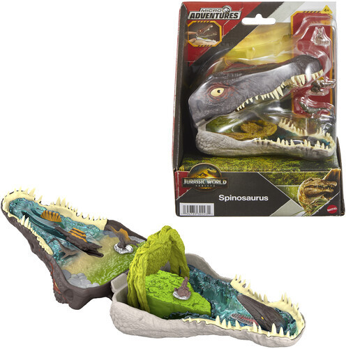 lot 4969 image: Jurassic World Rebirth Micro Adventure Playset Spinosaurus Head, Interactive Features & Figures