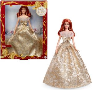 lot 13515 image: Barbie Signature 2025 Holiday Barbie Fashion Doll, Seasonal Collector, Red Hair with Silver & Gold Gown (MISSING ACCESSORIES)
