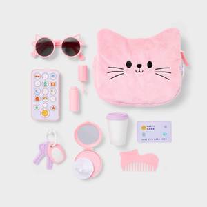 lot 13532 image: Purse Play Set - Gigglescape Fits 14-Inch Dolls, Includes Comb, Lotion, Toy Keys, Sunglasses, and Cell Phone