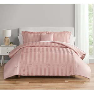 lot 15055 image: Mainstays Blush Pink 10 Piece Bed in a Bag Comforter Set with Sheets  Queen