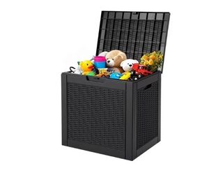 lot 30086 image: edx 31 Gallon Outdoor Storage Deck Box, Waterproof Resin Patio Storage Bin for Cushions & Tools, Lockable UV Resistant, Black