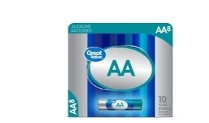 lot 30094 image: Great Value AA Batteries (8 Pack), Double a Alkaline Batteries