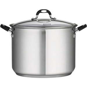 lot 30100 image: Tramontina 16 Quart Stainless Steel Covered Stock Pot - Retail $65