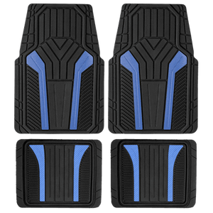 lot 30119 image: Auto Drive 4Piece Rubber Car Floor Mats Carbon Fiber Blue - Universal Fit  22WM69-2