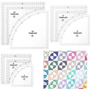 lot 31037 image: 3 Set Quilting Rulers, Quilting Rulers and Templates with 14 Seam Allowance 10 8 6 Inch