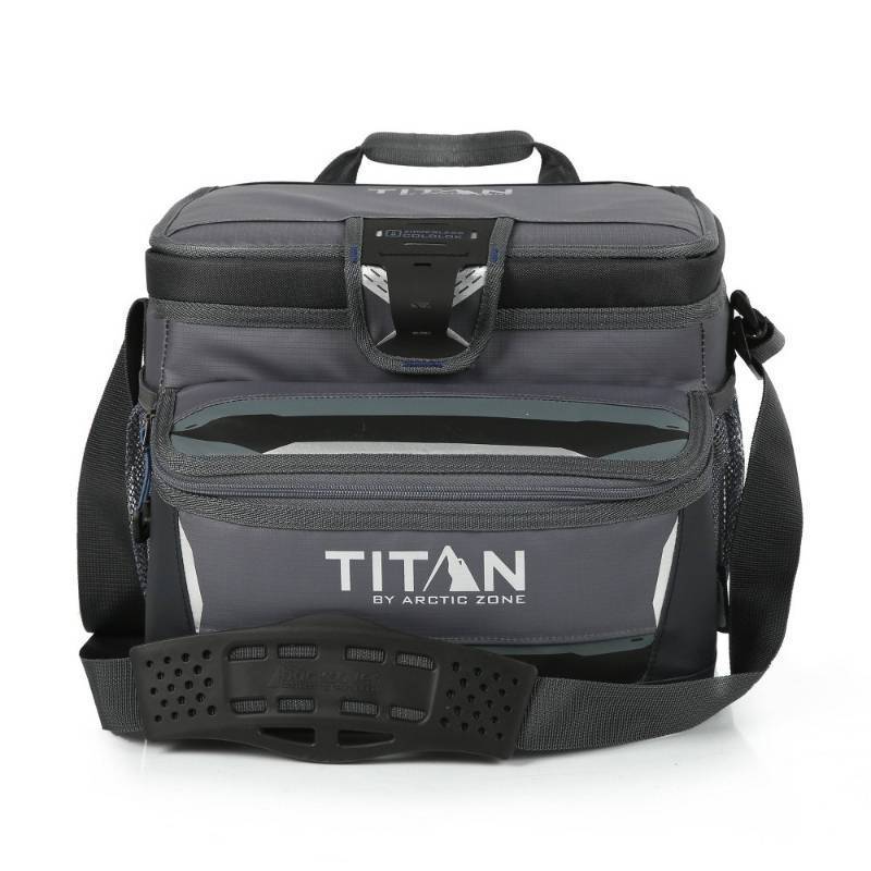 lot 10423 image: Titan by Arctic Zone 16 Can Zipperless Soft Sided Cooler - Castle Rock TPE Material, PEVA Liner