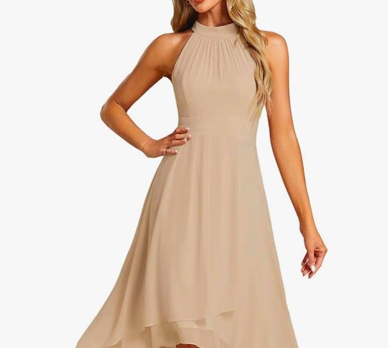 lot 7272 image: Womens Halter Neck Pleated Sleeveless Spring Dress Size- Large (NOT EXACTLY LIKE STOCK PHOTO) - Retail $50