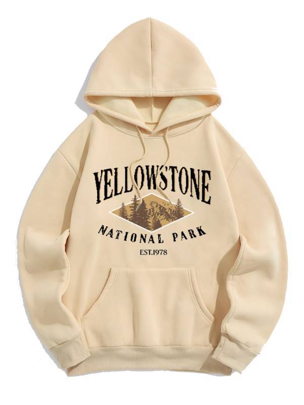 lot 7311 image: Mens Hooded Sweatshirt Graphic Colorblock Two Tone Fleece Lined Pullover Thermal Hoodie (YELLOWSTONE-Light Coffee, M)