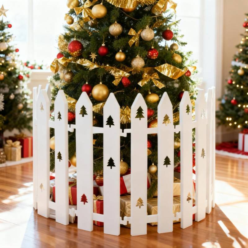 lot 10493 image: Extra Height 16 Christmas Tree Fence, 36pcs Christmas Tree Gate